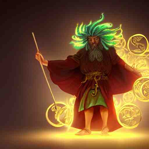 a mythical forestmancer god rolling a d 6 dice, glowing energy, fantasy magic, by willian murai and jason chan, dramatic lighting, golden ratio, sharp focus 