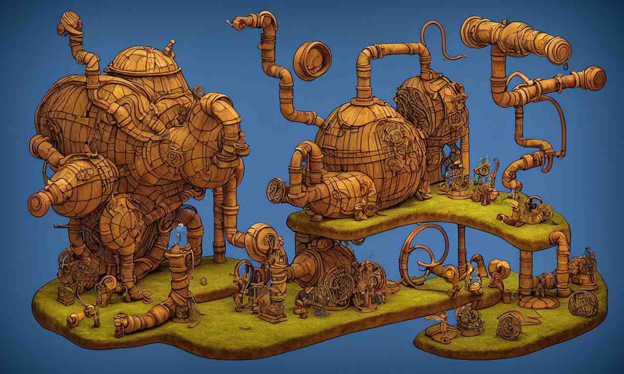 discworld theme, unix pipes, 3 d art, digital illustration, perfect lighting 