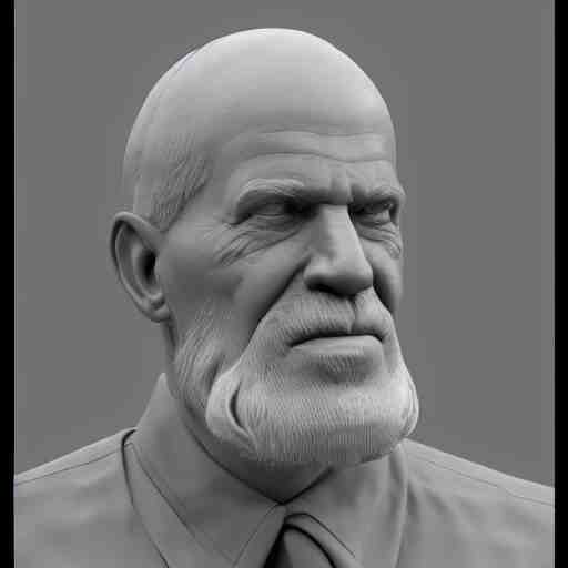 3d sculpture of a old man portrait, octane render, blender, studio lighting