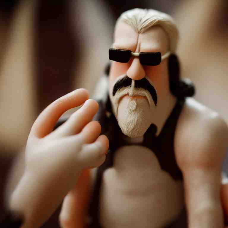 a cinematic film still of a claymation stop motion film the big lebowski, portrait, shallow depth of field, 8 0 mm, f 1. 8 