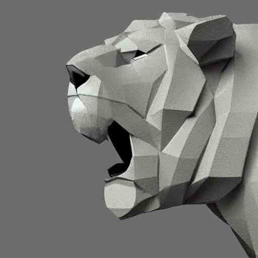 a full body, low poly 2d render of a lion, sideview, ultr hd