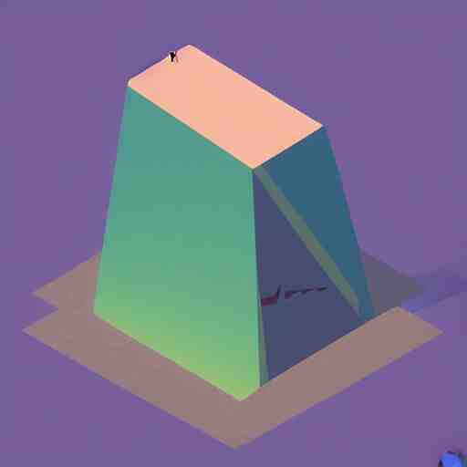 isometric view of giant floating triangular monolith in valley by james gilleard and madmaraca, textured, detailed, beautiful, 8 k wallpaper 