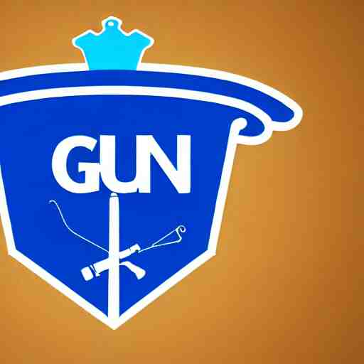 gun with a blue crown logo 