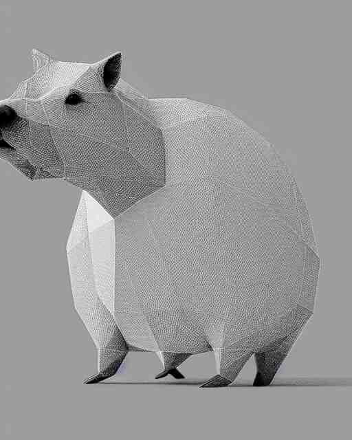 low polygon render of a capybara on a white background, isometric 3d, ultra hd