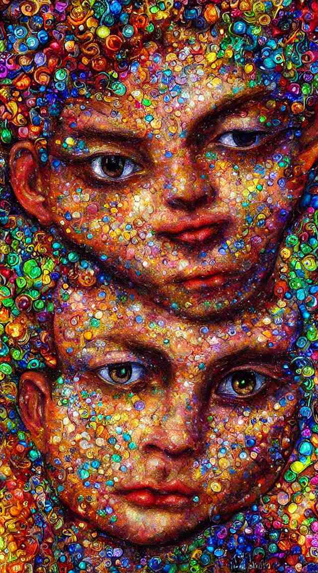 boy face made of crystals by Josephine Wall