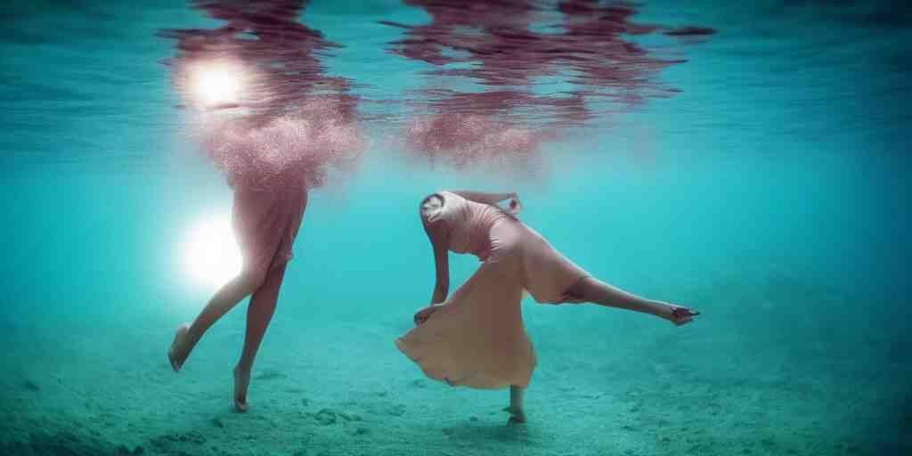 deep underwater photography of beautiful model in flat dress by emmanuel lubezki 