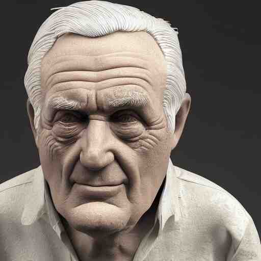 3d sculpture of a old man portrait, octane render, blender, studio lighting