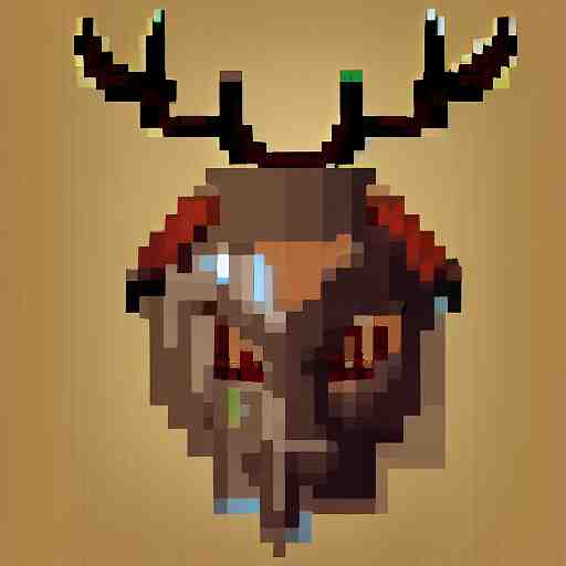 barbarian with moose head, pixel art, trending, post processing, game assets, cinematic 