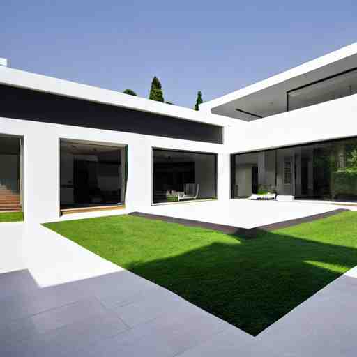 square modern mansion with a central courtyard