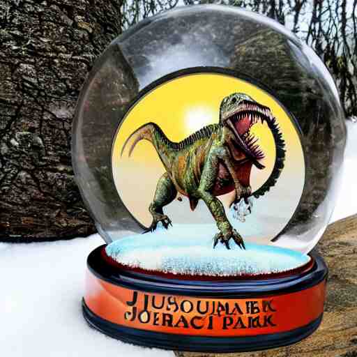 photo of a Jurassic Park themed snowglobe