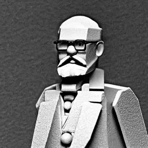 the philosopher Edmund Husserl, made out of Legos, standing in his home office, photo realistic