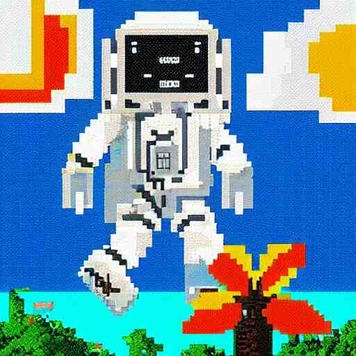 astronaut relaxing on a tropical island, pixel art, highly detailed, intricate 