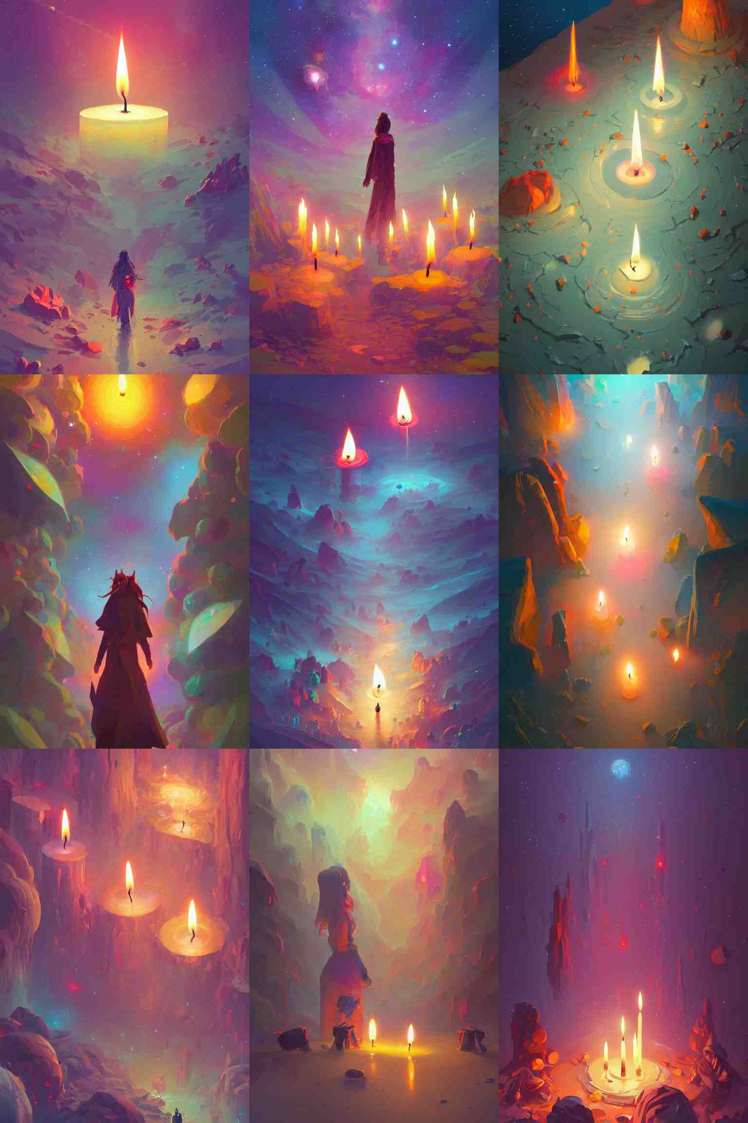 candles in the universe, colorfully, detailed illustration, digital art, overdetailed art, concept art, Sylvain Sarrailh, Greg Rutkowski, trending on artstation