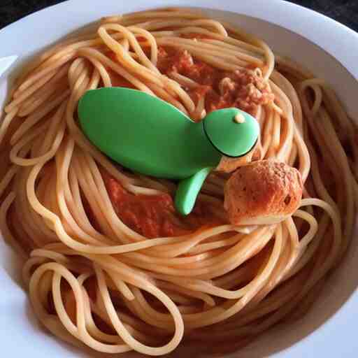 spaghetti in the shape of a bird 