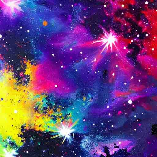 galaxy paint splatter, artstation