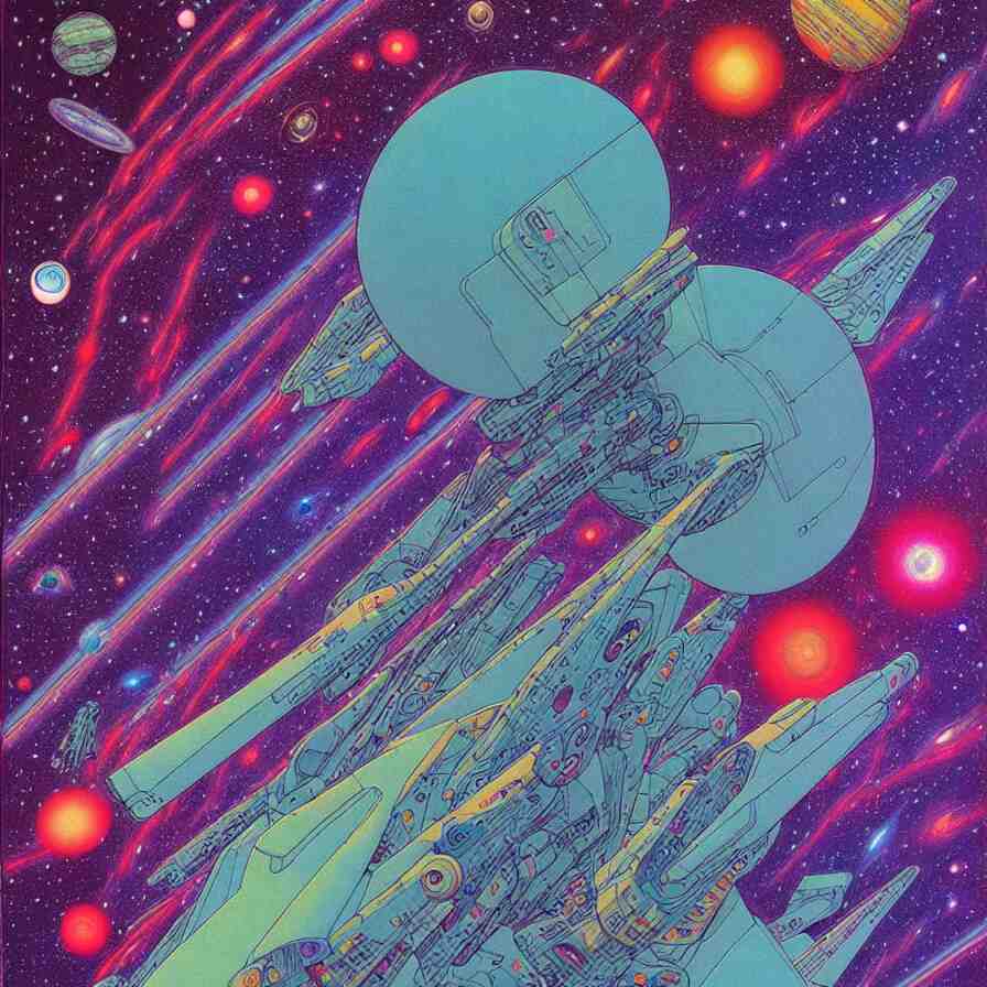 ( ( ( ( the dimensional gap at the end of the galaxy and space ship ) ) ) ) by mœbius!!!!!!!!!!!!!!!!!!!!!!!!!!!, overdetailed art, colorful, artistic record jacket design 