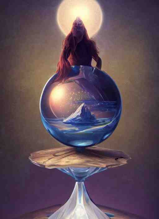 crystal ball on a wood stand with a beautiful dreamscape inside, studio product photography, centered, super highly detailed, professional digital painting, artstation, concept art, smooth, sharp focus, extreme illustration, unreal engine 5, photorealism, beautiful, cinematic, art by artgerm and rutkowski and alphonse mucha and loish and wlop 