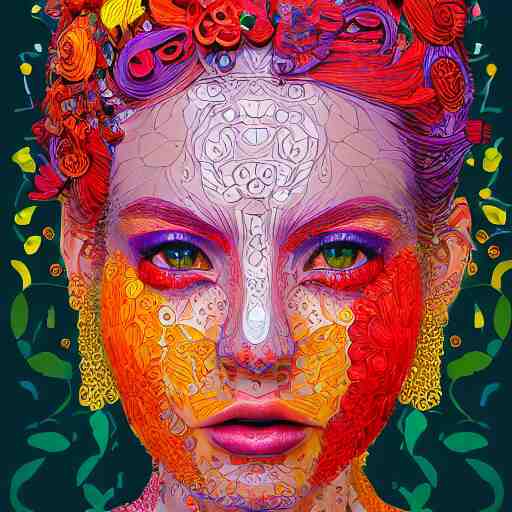 the portrait of a beautiful young woman partially made up of peppers of all colors, an ultrafine detailed illustration by james jean, intricate linework, bright colors, final fantasy, behance contest winner, vanitas, angular, altermodern, unreal engine 5 highly rendered, global illumination, radiant light, detailed and intricate environment 