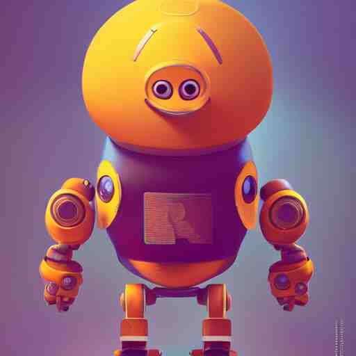 full body portrait of a round robot with a moustache wearing hat, painting a canvas, big head, high detail, beautiful light, depth of field, sharp focus, clean design, 4 k, pixar, colorful, octane render 