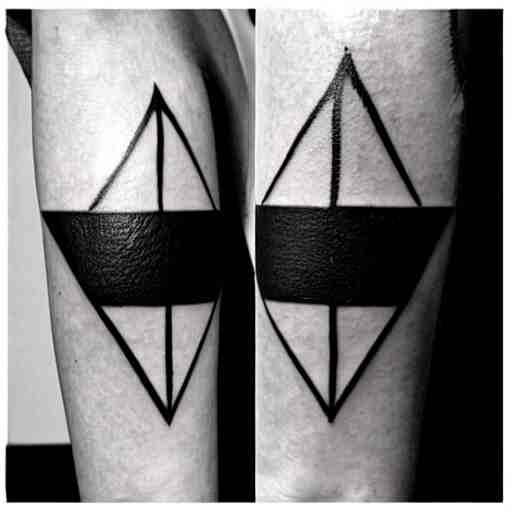 simple inner bicep tattoo of intersecting triangle, Stable Diffusion