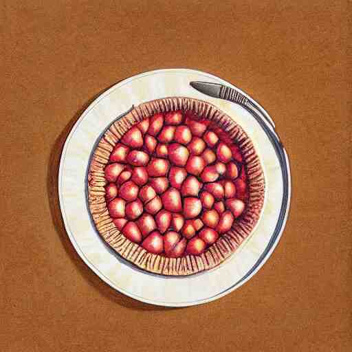  Colored pencil art on paper, Gooseberry pie slice on a plate, highly detailed, artstation, MasterPiece, Award-Winning, Caran d'Ache Luminance