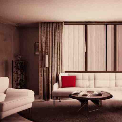 60's interiors of an apartment, photorealistic, cinematic, volume light, rendered in octane, artstation