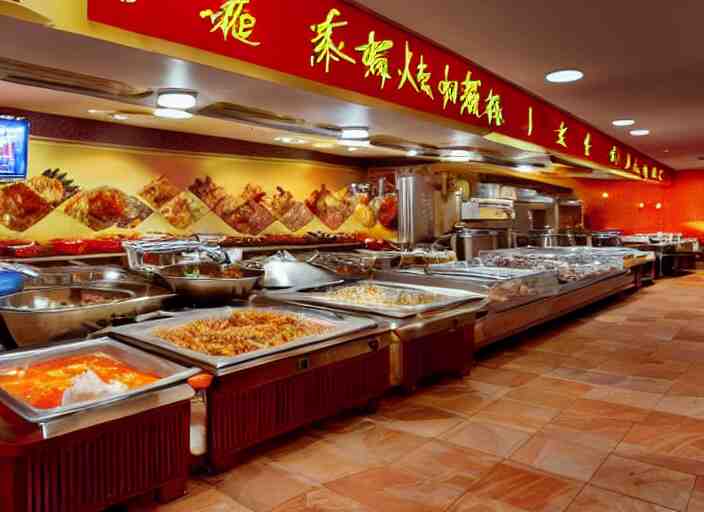 high quality photo of a chinese buffet in america, extreme detailed 