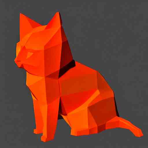 orange to red gradient low poly art of cat 
