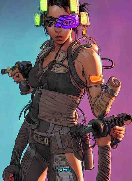 apex legends cyberpunk fitness babe. concept art by james gurney and mœbius. gorgeous face. 