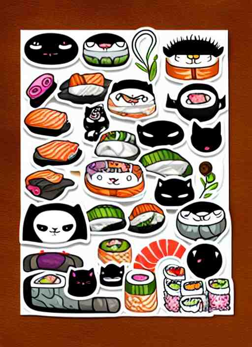 sushi cats sticker sheet 