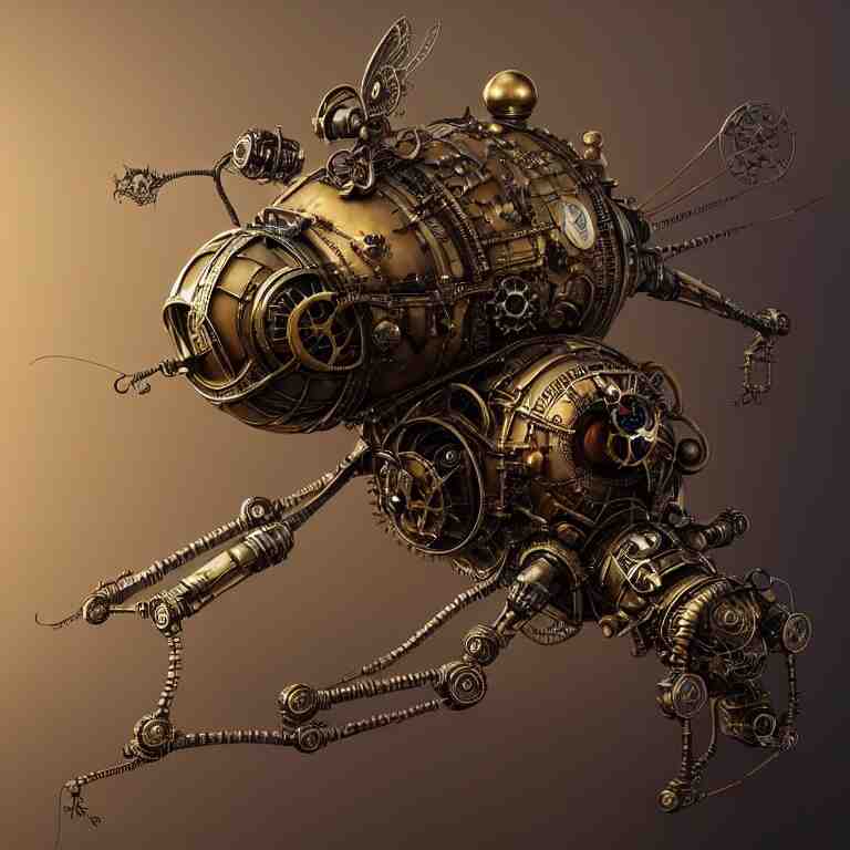 steampunk robot fly, 3 d model, unreal engine realistic render, 8 k, micro detail, intricate, elegant, highly detailed, centered, digital painting, artstation, smooth, sharp focus, illustration, artgerm, tomasz alen kopera, peter mohrbacher, donato giancola, joseph christian leyendecker, wlop, boris vallejo 