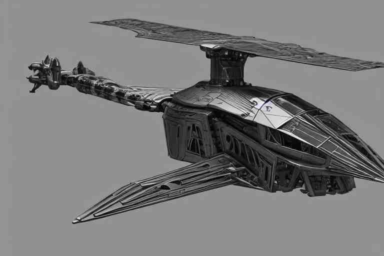 concept art of a futuristic helicopter, in gunmetal grey, extremely symmetrical, blueprint schematics, top down view, bottom view, side view, aggressive panels, mecha inspired, russian chopper, minigun turret, robotic, highly detailed, artstation, pinterest, super realistic, houdini 3 d, octane render 