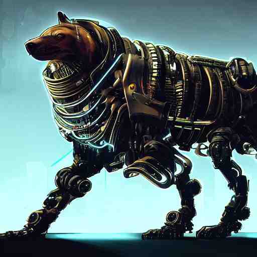 cybernetically enhanced cyborg hyena, realistic cyberpunk 2 0 7 7 concept art 