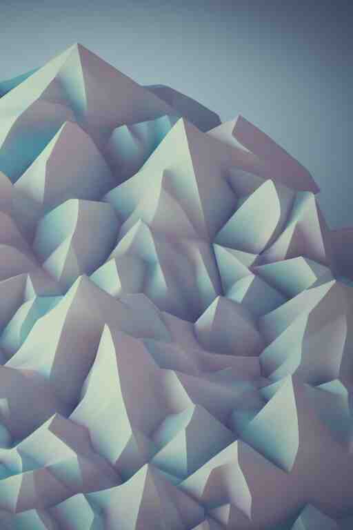 geometric 3 d render soft pastel mountains 