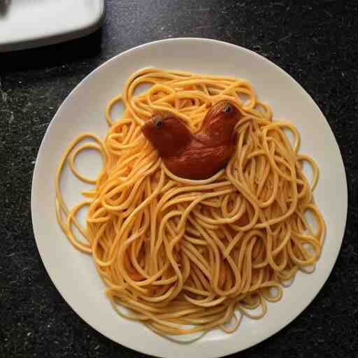 spaghetti in the shape of a bird 