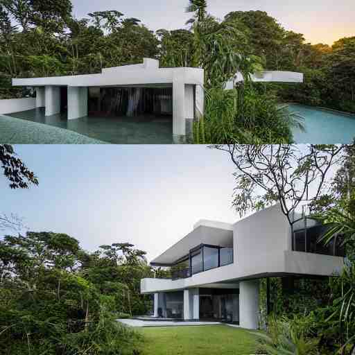 a modern mansion in the middle of the jungle, award winning photography, canon camera, 8k