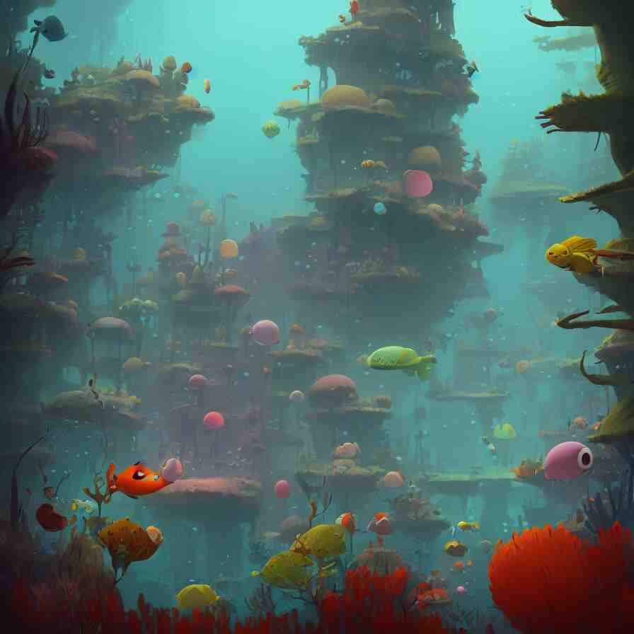 Goro Fujita illustrating Underwater forest, aquatic life, full of color, art by Goro Fujita, sharp focus, highly detailed, ArtStation