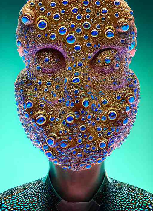 3 d goddess medium shot profile portrait. beautiful intricate highly detailed mask made entirely of bubbles and dragonfly wings. optical mineralogy, chitin, oil on water, reflections, refractions, creature, artwork by yayoi kusama, tooth wu and wlop and beeple and greg rutkowski, 