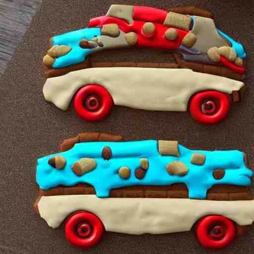 realistic car made of cookies 