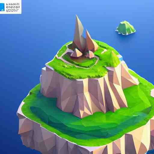 a floating island on an ocean isometric art, low poly art, game art, artstation, 3D render, cgsociety, unreal engine 5