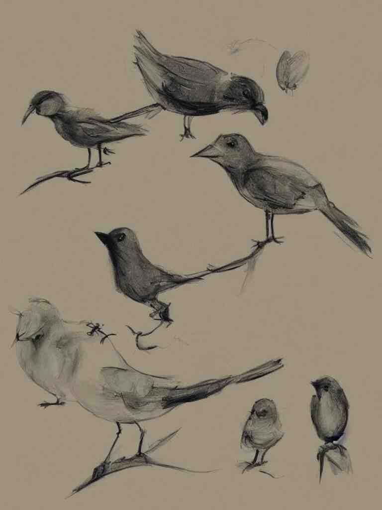 bird and boy sketches by concept artists, blunt borders, rule of thirds, whimsical, light and shadow, backlighting 