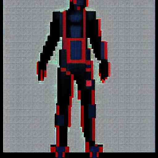 cyberpunk character, pixel art, full  body