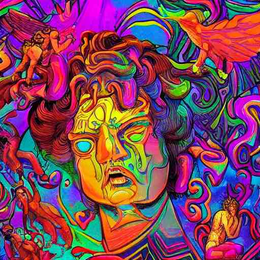 greek gods, dmt, acid, psychedelics, vibrant colours, trippy, trending on artstation by germart - n 9 