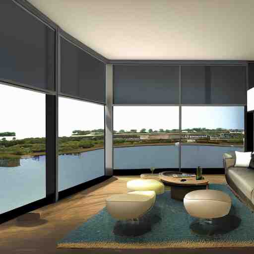 the jetson's living room view, photorealistic, 