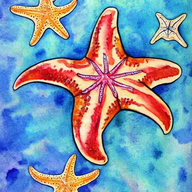 starfish, tattoo design, watercolor, maximalist, high detail 