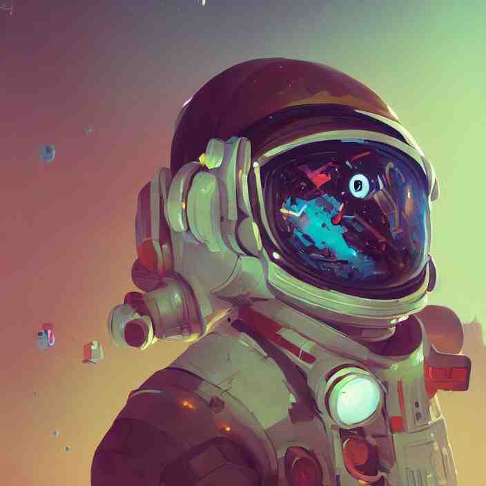 a beautiful painting of a cyberpunk astronaut by sergey kolesov and sachin teng and pascal blanche. in style of digital art. colorful comic, symmetry, hyper detailed. octane render. trending on artstation 