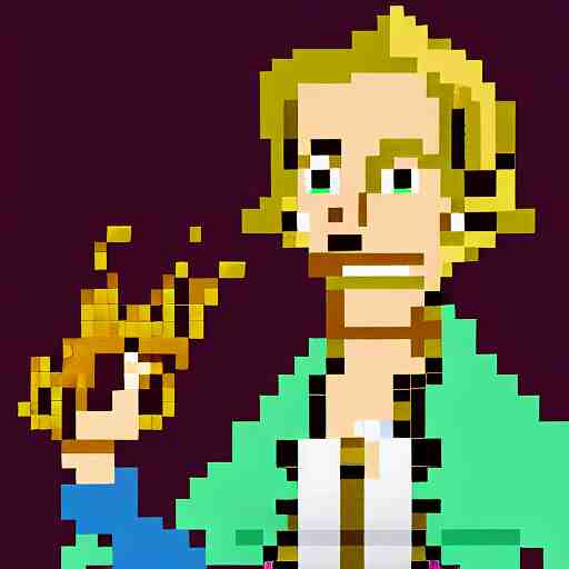 pixel art 8 bit guybrush threepwood, trending on artstation 