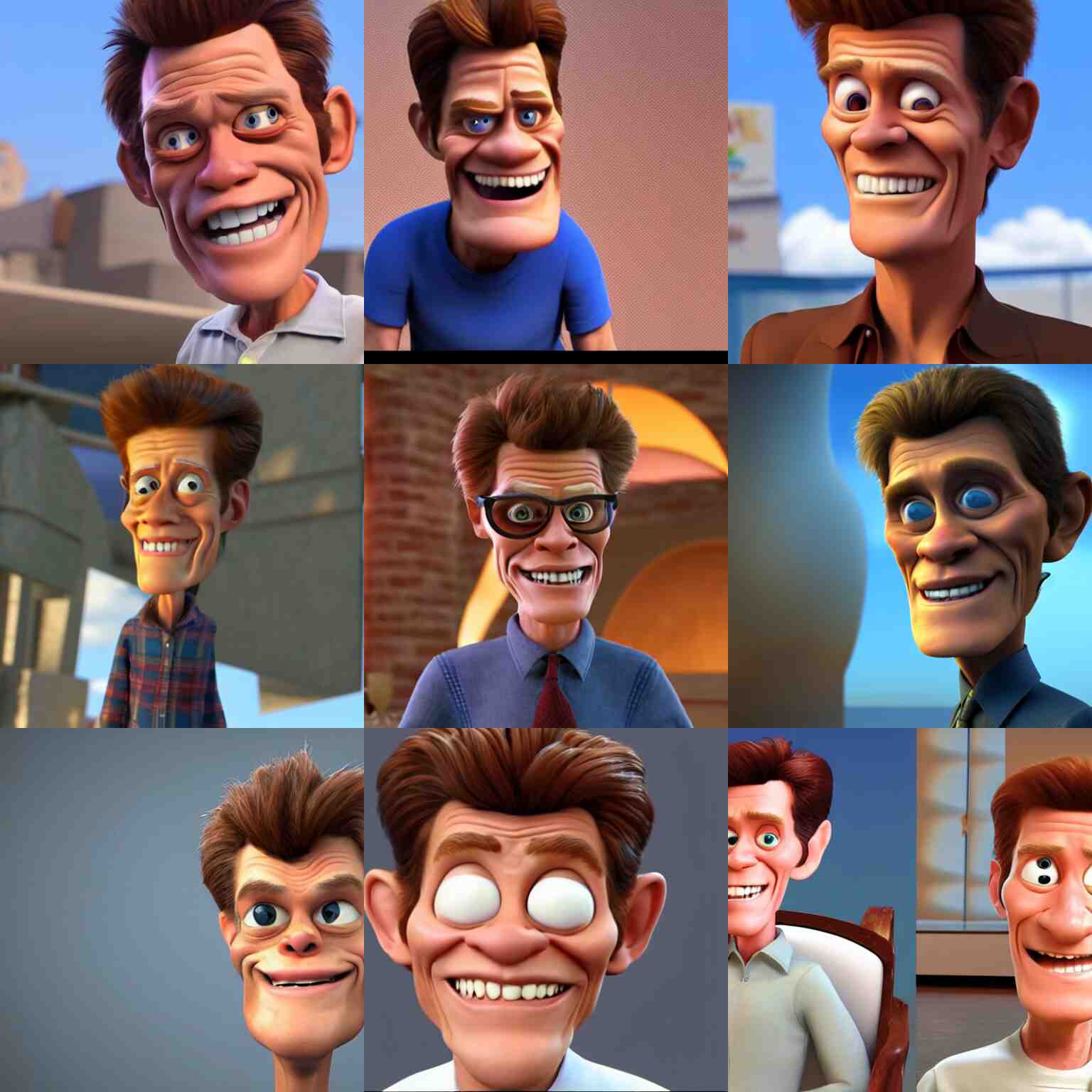 screenshot of willem dafoe in a pixar movie. 3 d rendering. unreal engine. amazing likeness. very detailed. cartoon caricature. 