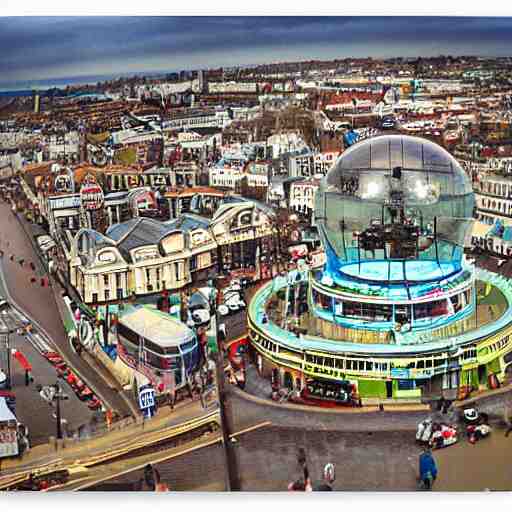 snowglobe of a tiny town brighton uk, tilt - shift lomo photo 