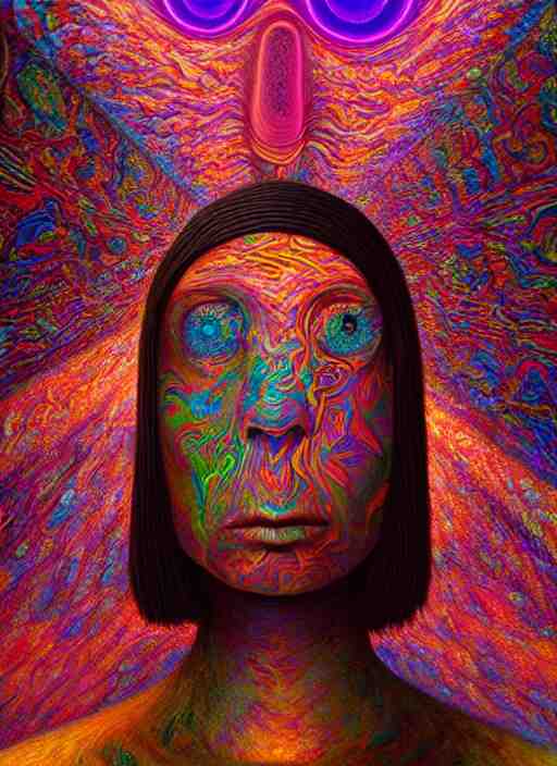 portrait ultra dimensional entity, accidentally tripping on dmt and acid, psychedelic experience, overwhelming psychosis of self realization and burning awakening, ultra high definition, unreal engine 5, hyperrealism, masterpiece composition, by casey weldon, barclay shaw 